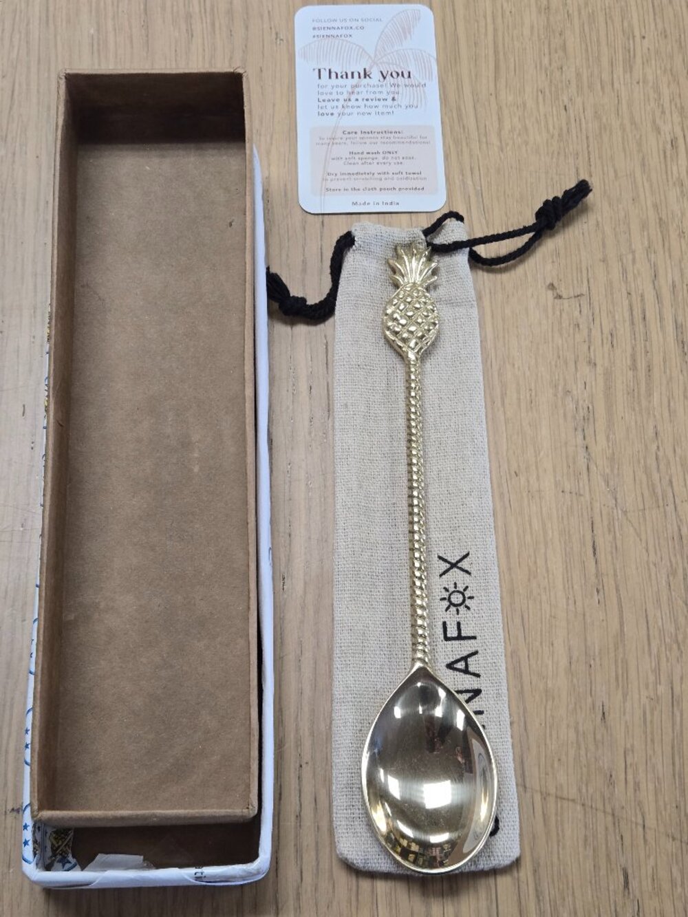 SiennaFox Tropical Pineapple Brass Spoon